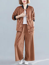 Casual Solid Outwears&Pants Suits
